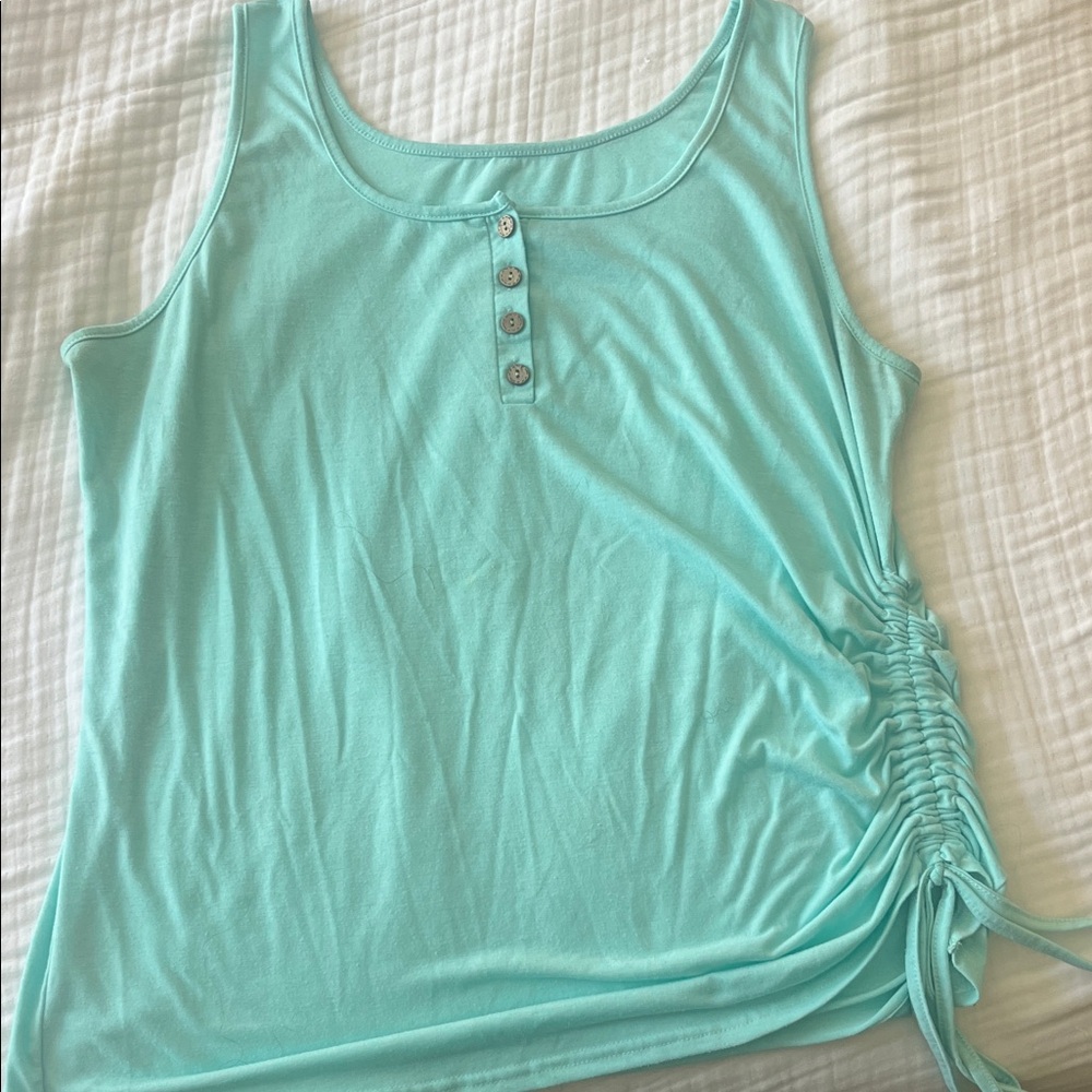 Mint Green Sleeveless Tank with Button Accents